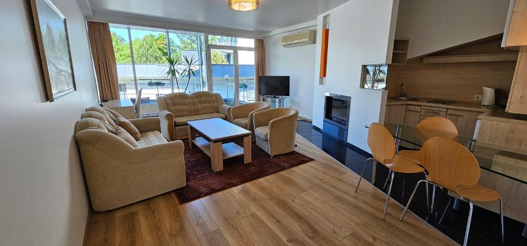 Wohnzimmer und Küche des Luxusapartments Wohnzimmer und Küche des Luxusapartments